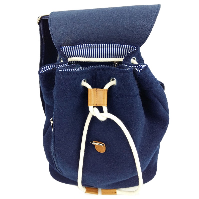 Venetto Backpack bag made of felt felt backpack unisex handmade, blue dark blue image 5