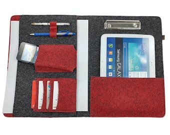 DIN A4 organizer bag from felt cover for tablet ebook case Black and Red
