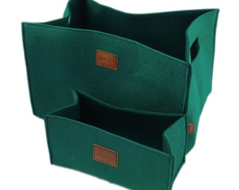 2-er Set Box Filzbox Aufbewahrungskiste Korb für Regal grün
