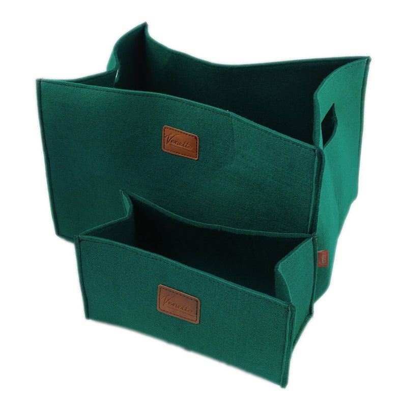 2-er set box feltbox storage box basket for shelf Green image 1
