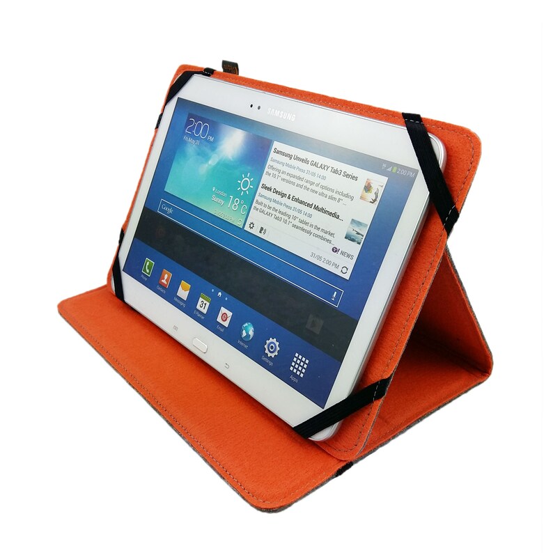 7-inch Tablethülle case bag made of felt cover with set-up function, grey orange image 6