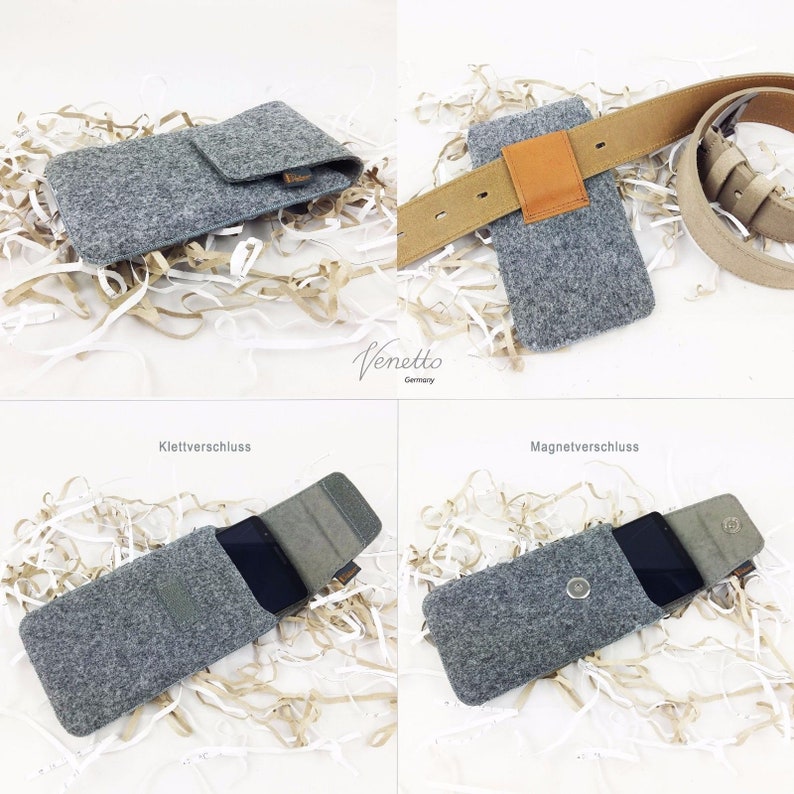 5-6.4 felt bag pocket for mobile phone bag cover for smartphone, grey image 3