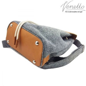 Bag backpack leather backpack felt unisex gray image 4