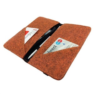 5.2-6.4 organizer Filzhülle felt bag cover made of felt folding bag protective cover for mobile phone, orange mottled image 1