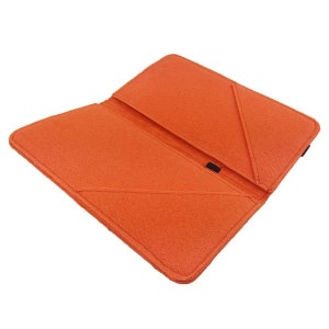 5.2-6.4 bookstyle wallet pouch case case made of felt cover for smartphone orange image 3