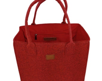 Bag Shopper Bolso de Mujer Bolso de Mano De Compras Bolso de Fieltro Se sentía vegano vegie rojo moteado