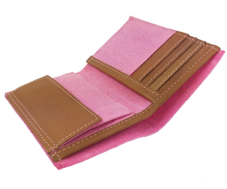 Wallet wallet women girl Pink felt image 3