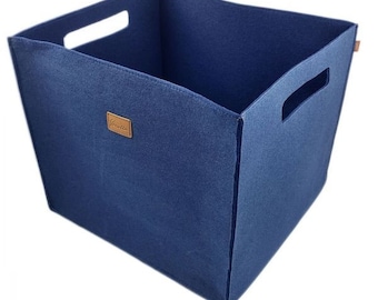 3-er set large box feltbox storage box Filzkorb box made of felt felt blue dark