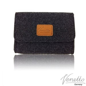 mini bag bag bag case made of felt for accessories makeup bag storage bag black mottled image 1