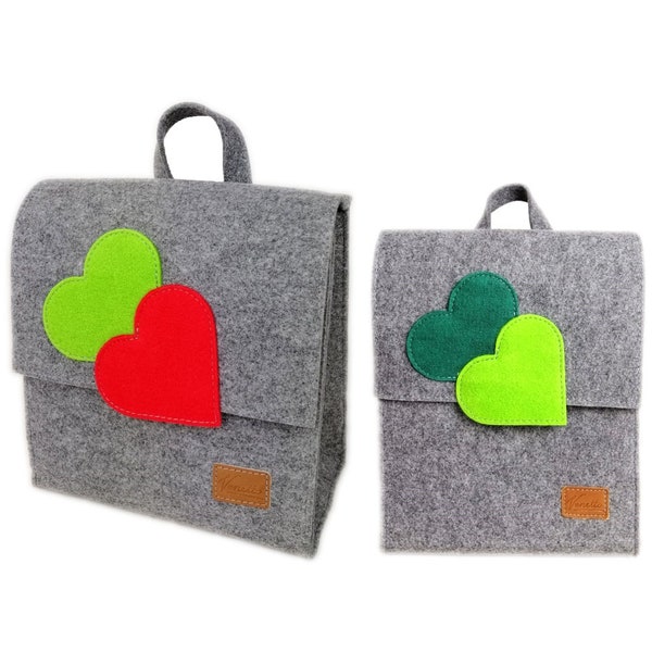 2 x Venetto kids backpack bag made of felt unisex handmade Ranzer Tornister school ranches (small and large)