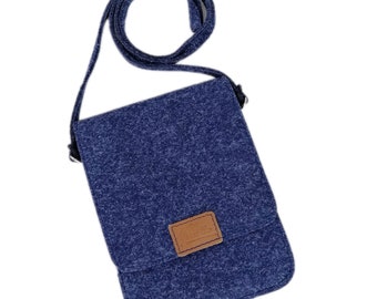 Small extra light shoulder bag from felt shoulder bag handbag crossbag leisure bag felt bag bag cross bag unisex blue