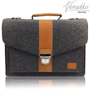 Business bag handmade shoulder bag document bag briefcase handbag laptop notebook bag men women with leather applications image 3