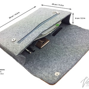 DIN A4 MacBook Aktentasche Tasche Dokumenten Filztasche für MacBook 13 Hülle grau Bild 3