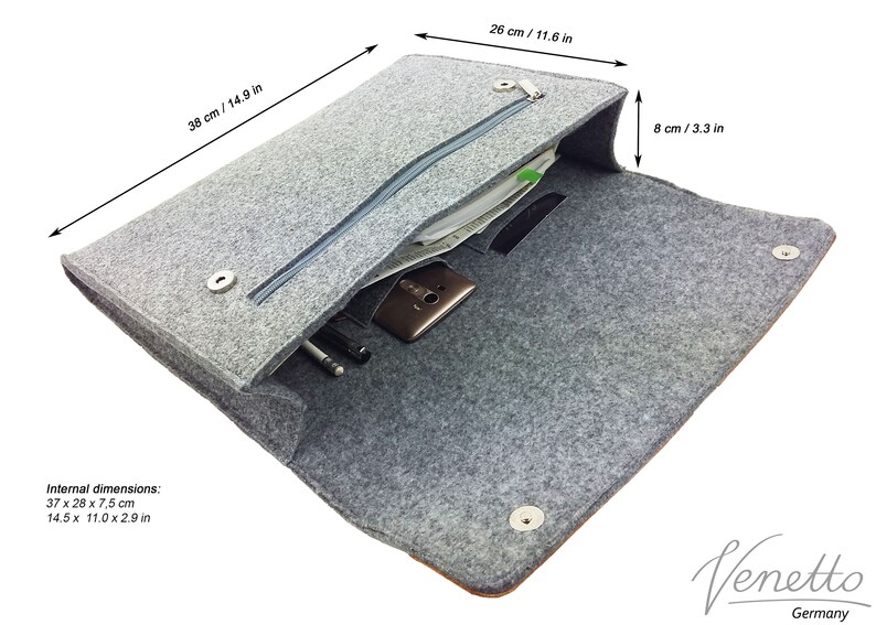 DIN A4 MacBook Aktentasche Tasche Dokumenten Filztasche für MacBook 13 Hülle grau Bild 3