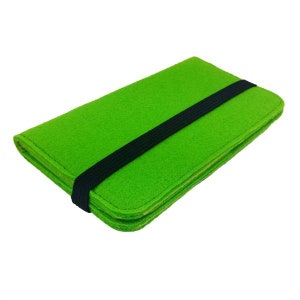 5.2-6.4 Bookstyle wallet case sleeve cover folding bag folding sleeve, felt, green image 4