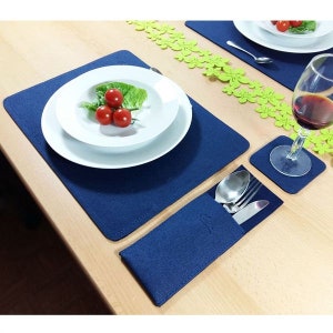 4-er placeset table decoration tableware tablecloths tablecloths tabletable decorations table deco blue Dark image 2