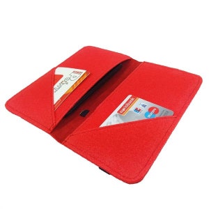 5.2-6.4 Bookstyle portefeuille affaire sac manchon couverture mobile pliant sac rabattable couvercle du feutre, rouge image 1
