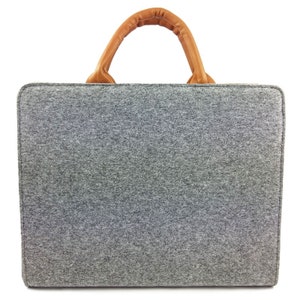 Business bag handbag women's bag grey felt bag briefcase office bag leather bag felt 13 inch laptop shoulder bag ladies image 5