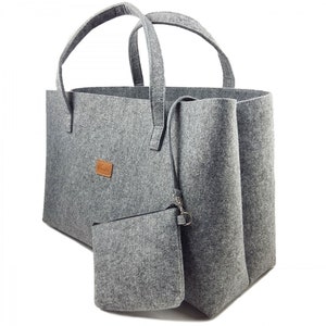 Gran comprador grande señoras bolso bolso bolso bolso bolso bolso hombro bolso de fieltro bolso vegano vegie bolsa gris imagen 3