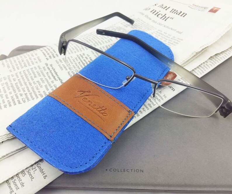 Glasses Case bag cover made of felt protective cover for glasses blue light image 3