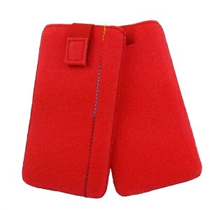5 6,4 Universelle Tasche für Handy Hülle Schutzhülle Handytasche aus Filz, rot Bild 3