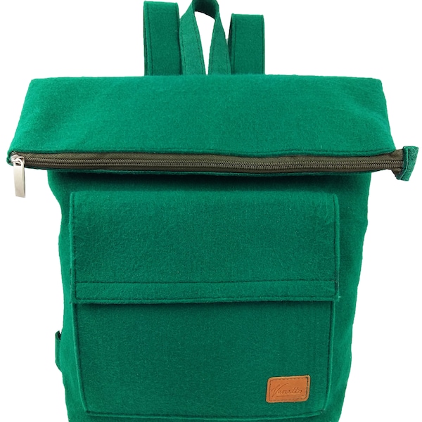 Venetto Backpack bag made of felt felt backpack unisex handmade green