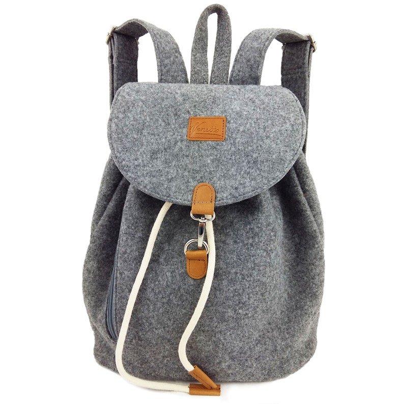 Felt backpack bag Backpack made of felt unisex handmade, grey image 3
