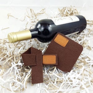 Collar de vino de gota de manguito de vino hecho de fieltro marrón imagen 2