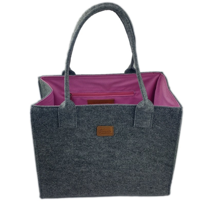 Double color Shopper sac à main sac à main sac sac gris rose image 1