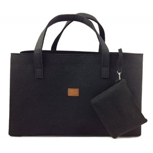 Big Shopper große Damentasche Handtasche Filztasche Umhängetasche Einkaufen Henkeltasche Tasche Filz Henkel shoppen schwarz
