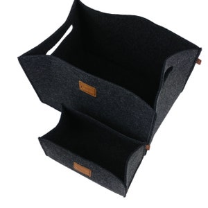 Lot de 2 boîtes de rangement en feutre, boîte à lumière, panier de rangement pour étagère Ikea, coffre, étagère de sous-sol, panier d'étagère, noir image 4