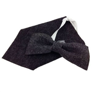 Men's bow fly bow fly made of felt with black and white cloth image 4
