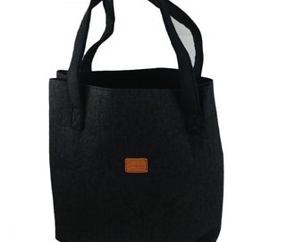 Shopper women's bag tote bag bag handle bag felt bag with integrated purse black