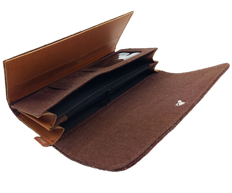 Portefeuilles portemonnee tas van vilt geschenk voor u Brown afbeelding 3