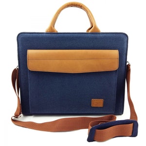 Sac d’affaires Sac à main Porte-documents Sac pour ordinateur portable Sac en feutre Sac de bureau bleu