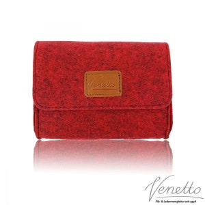 Mini borsa a maniche in feltro per accessori per il trucco cosmetico rosso screziato immagine 1