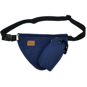 Belt bag tote Bag travel bag pouch made of felt with bottle cage drinking bottle holder beverage tray, blue