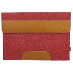 Bolsa de manga de 17,3 polegadas para notebook, bolsa de couro de feltro, bolsa de couro vermelha