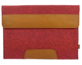 17,3 pollici manica caso laptop notebook sentivo Leather Sleeve-feltro borsa in pelle borsa rosso