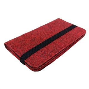 5.2 6.4 Bookstyle wallet case Tasche aus Filz Hülle bBuchhülle Filztasche für Handy rot Bild 4