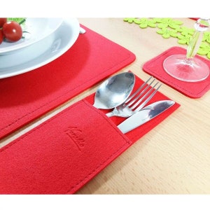 4-seatset tableset table decoration Place Mat table Mat table-top-felt, red image 4