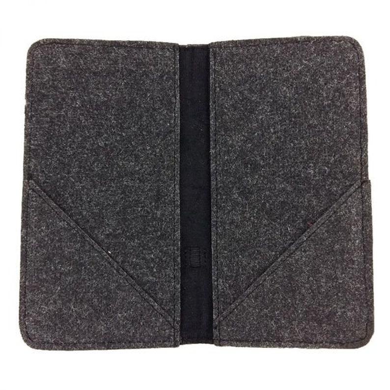 5.2-6.4 bookstyle Wallet case bag sleeve cover felt bag Filzhülle protective cover made of felt for mobile phone black mottled image 3