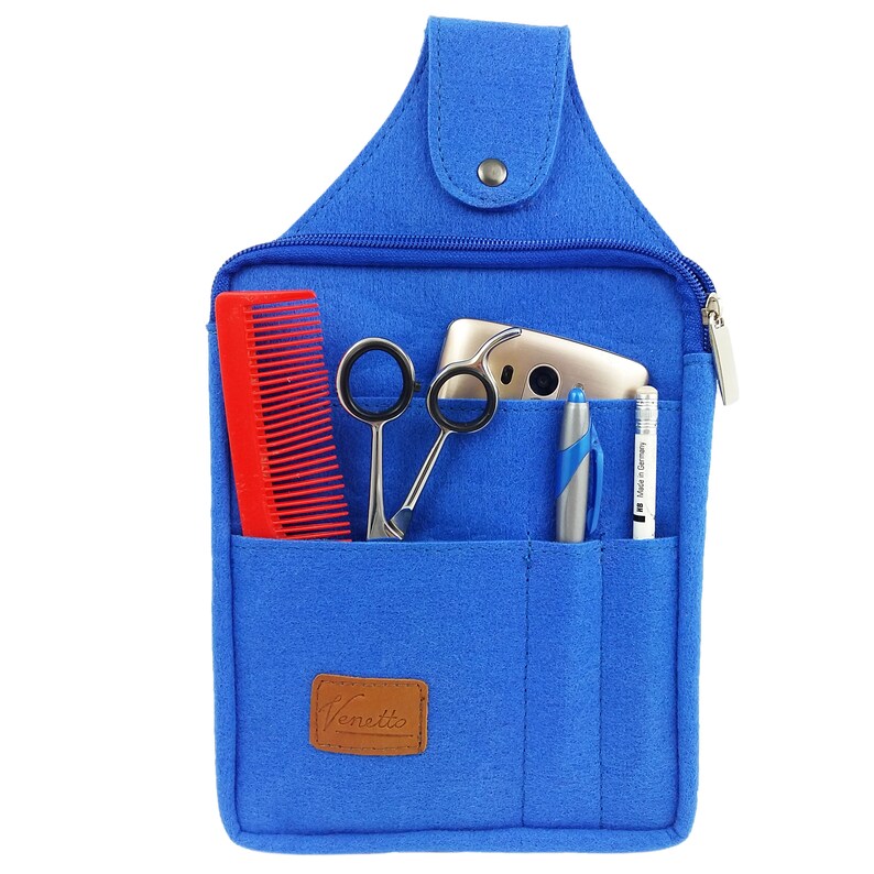 Allzweck Multifunktions Tasche aus Filz Bauchtasche Hülle Arbeitstasche für Bastler, Handwerker, Dachdecker, Friseur, Kellner, Blau Bild 3