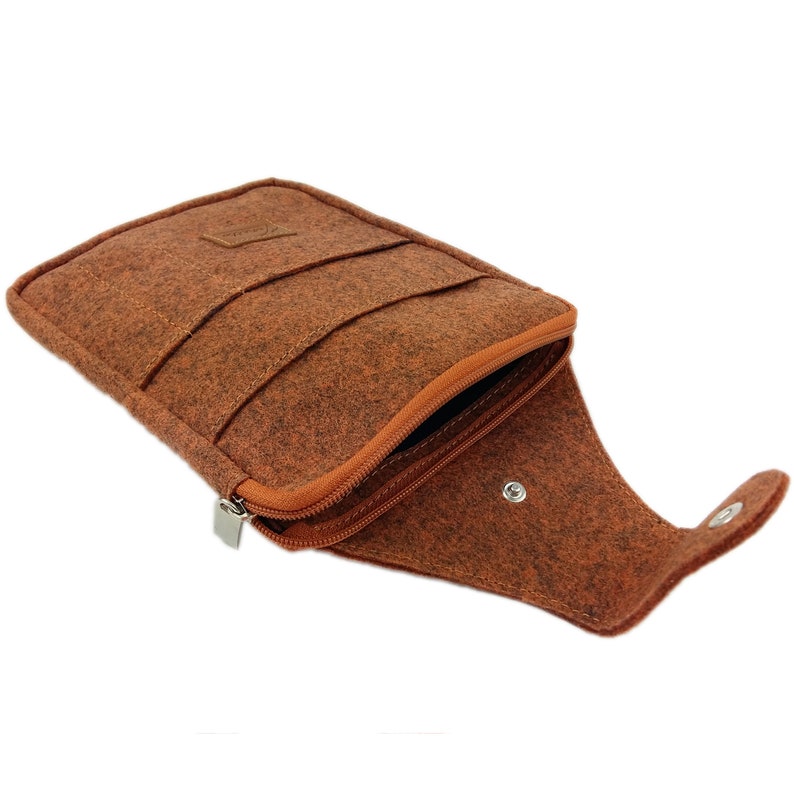 Multi-purpose Belt bag waist bag, felt orange mottled image 3