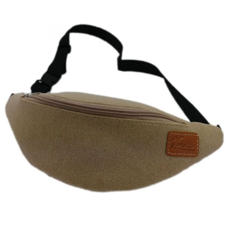Belt bag waist bag tote bag from felt Cappucino Brown image 1