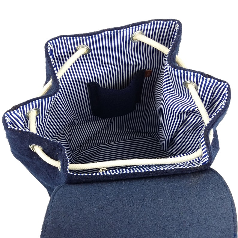 Venetto Backpack bag made of felt felt backpack unisex handmade, blue dark blue image 7