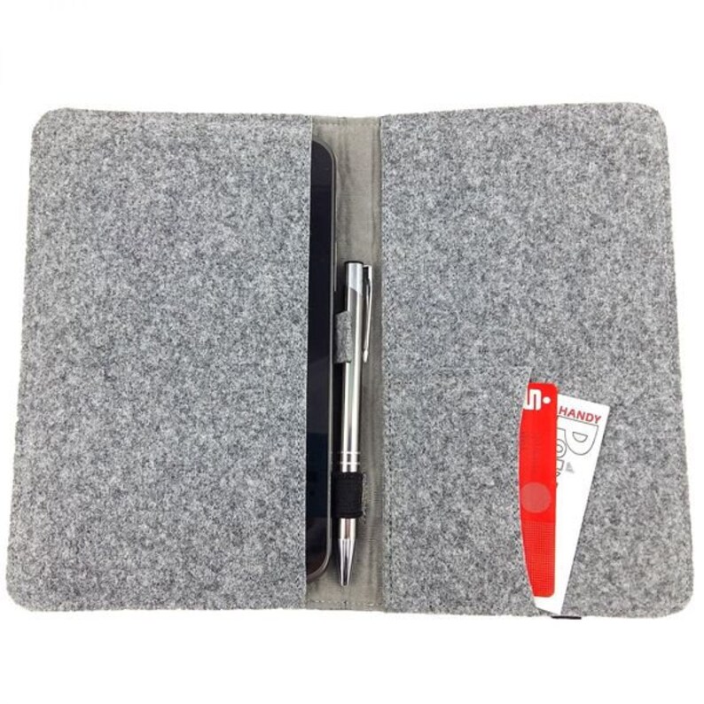 7 inch Tablethülle Protective cover bag made of felt for tablet felt bag Filzhülle organizer Grey image 4