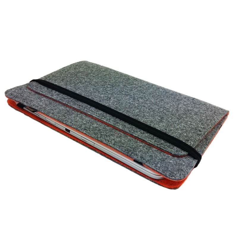 7-inch Tablethülle case bag made of felt cover with set-up function, grey orange image 7