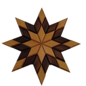 Star made of solid wood walnut oak beech mosaic decoration decoration christmas rustic minimalist