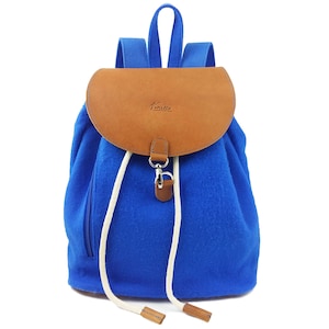 Venetto designer felt backpack bag backpack made of leather and felt blue light image 1